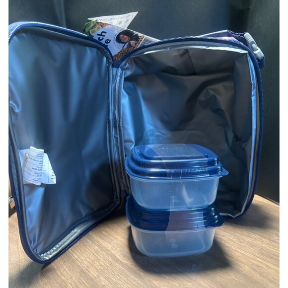 Fit + Fresh Insulated Lunch Tote With 2 Containers Floral Design Purple & Blue C - Picture 9 of 15